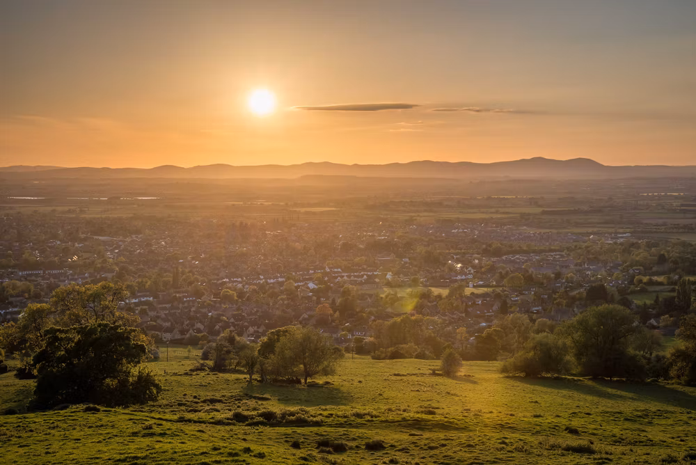A View of Cheltenham City From a Hill