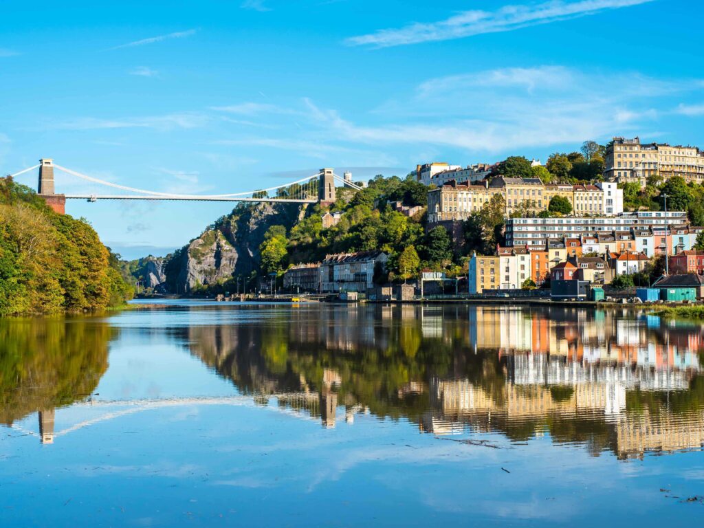 Clifton Suspension Bridge spanning the Avon Gorge in Bristol, England.