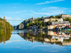 Clifton Suspension Bridge spanning the Avon Gorge in Bristol, England.